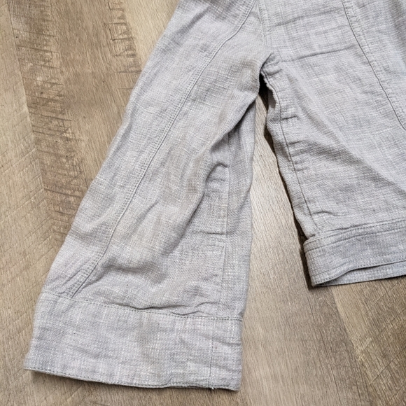 Loft Ann Taylor Gray Linen Blend Jacket Wide Sleeves - Picture 5 of 9
